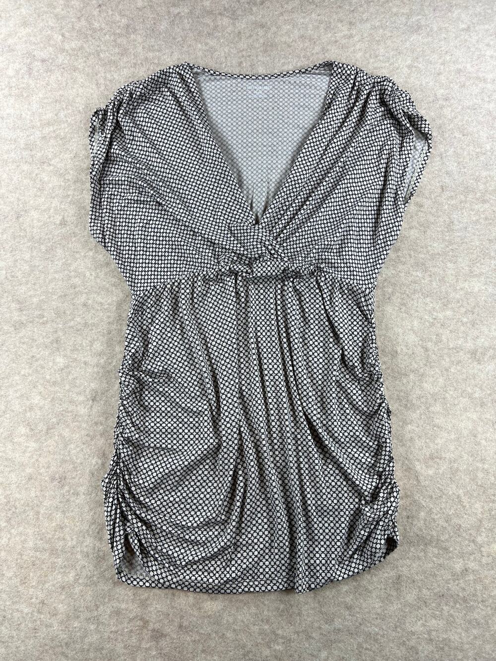 Motherhood Maternity Black White Printed Ruched Top Blouse Size Medium